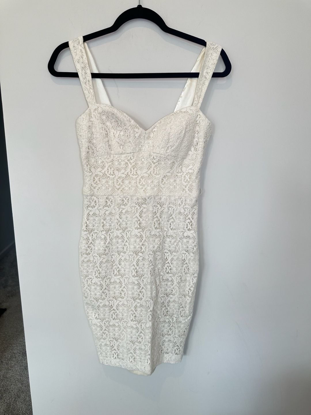 Boston Proper Lace Dress Size 2 White Cocktail Bodycon Sweetheart 9