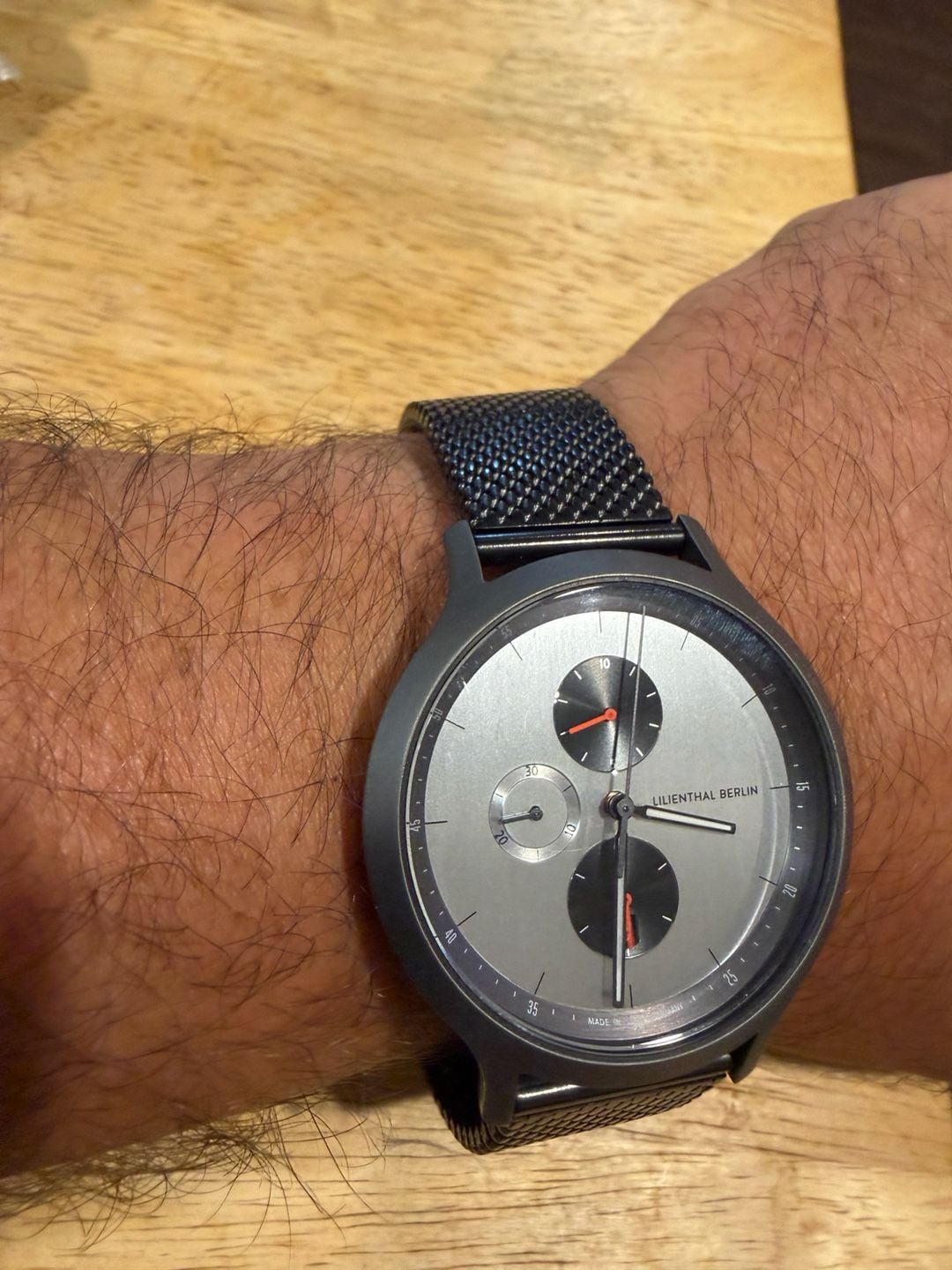 Lilienthal Berlin Chronograph Watch Anthracite Matte Mesh Band 7