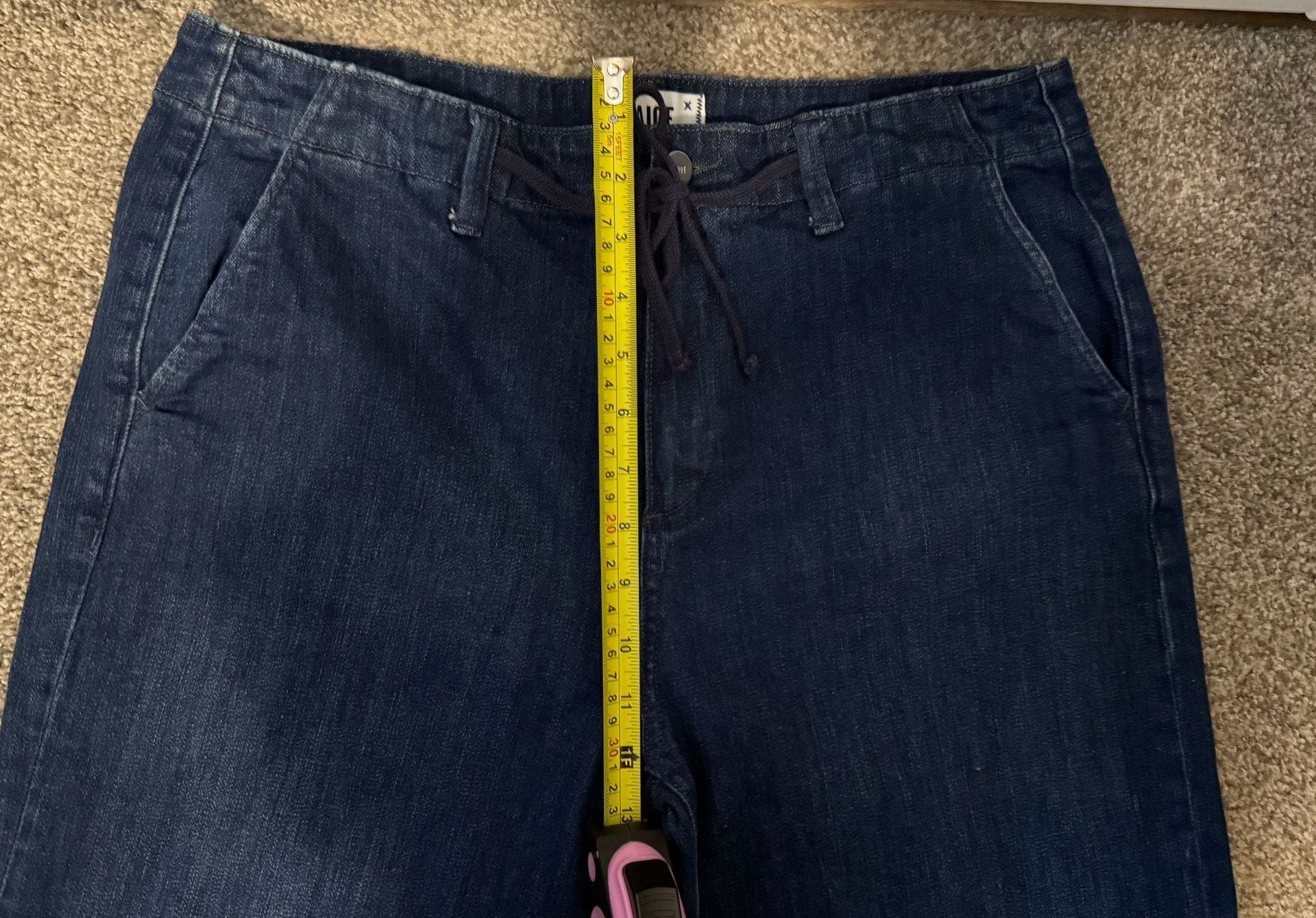 Paige Carly Tie High Waist Ankle Wide Leg Jeans Blue Denim 10