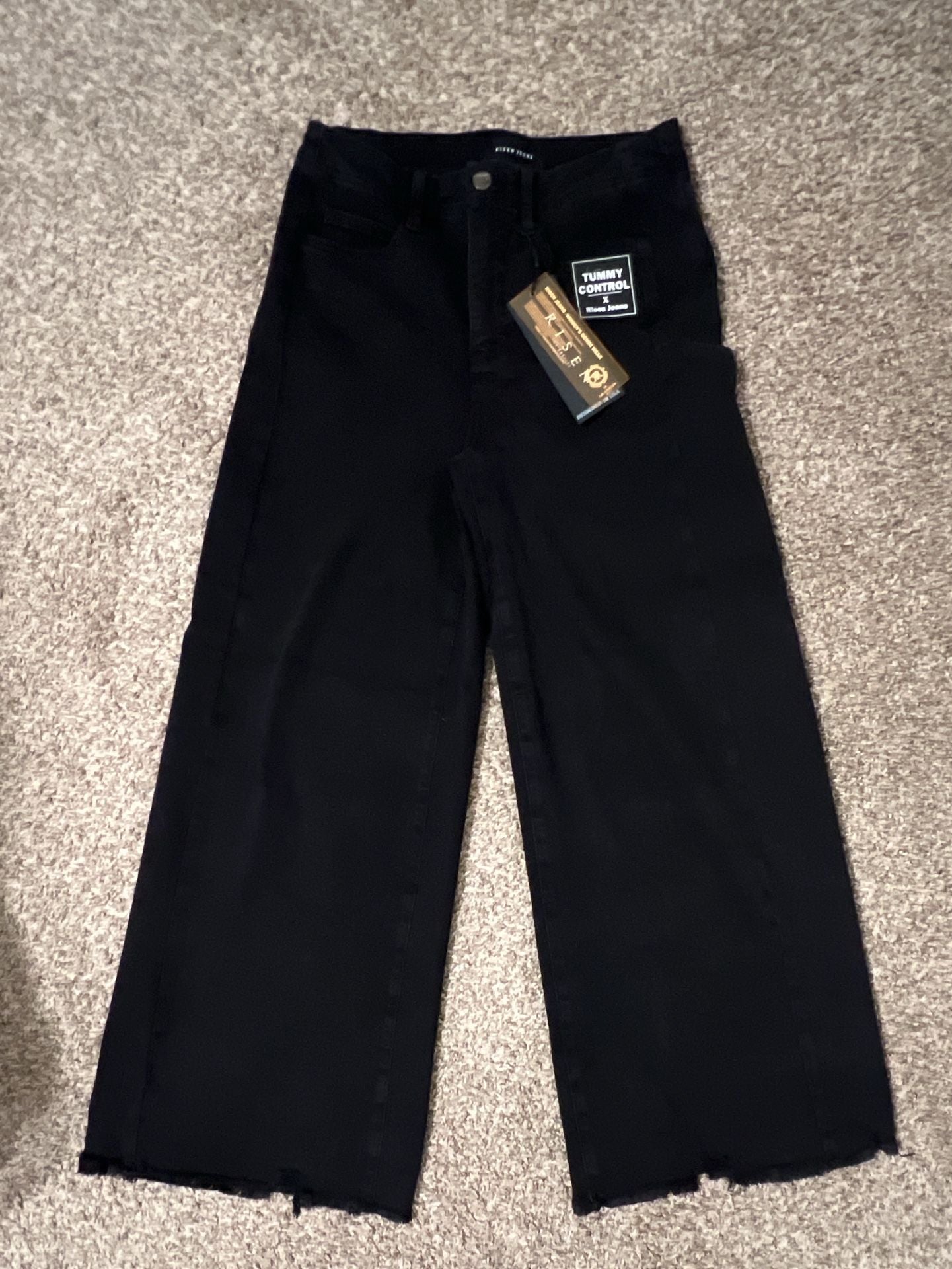 Risen Jeans Wide Leg Jeans Size 9/29 Black Tummy Control NWT 9
