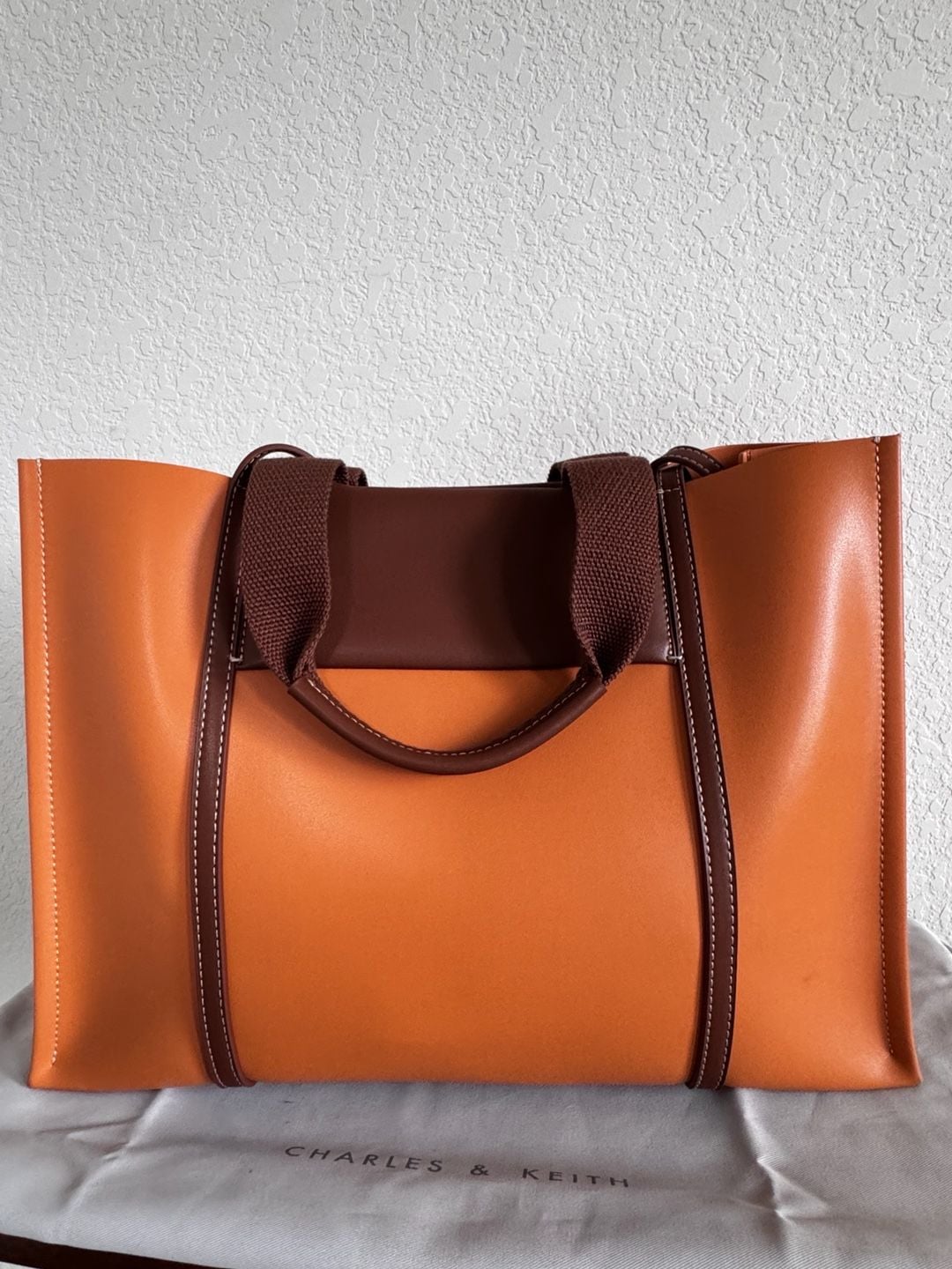 Charles & Keith Shalia Tote Bag Pumpkin Orange Brown 9