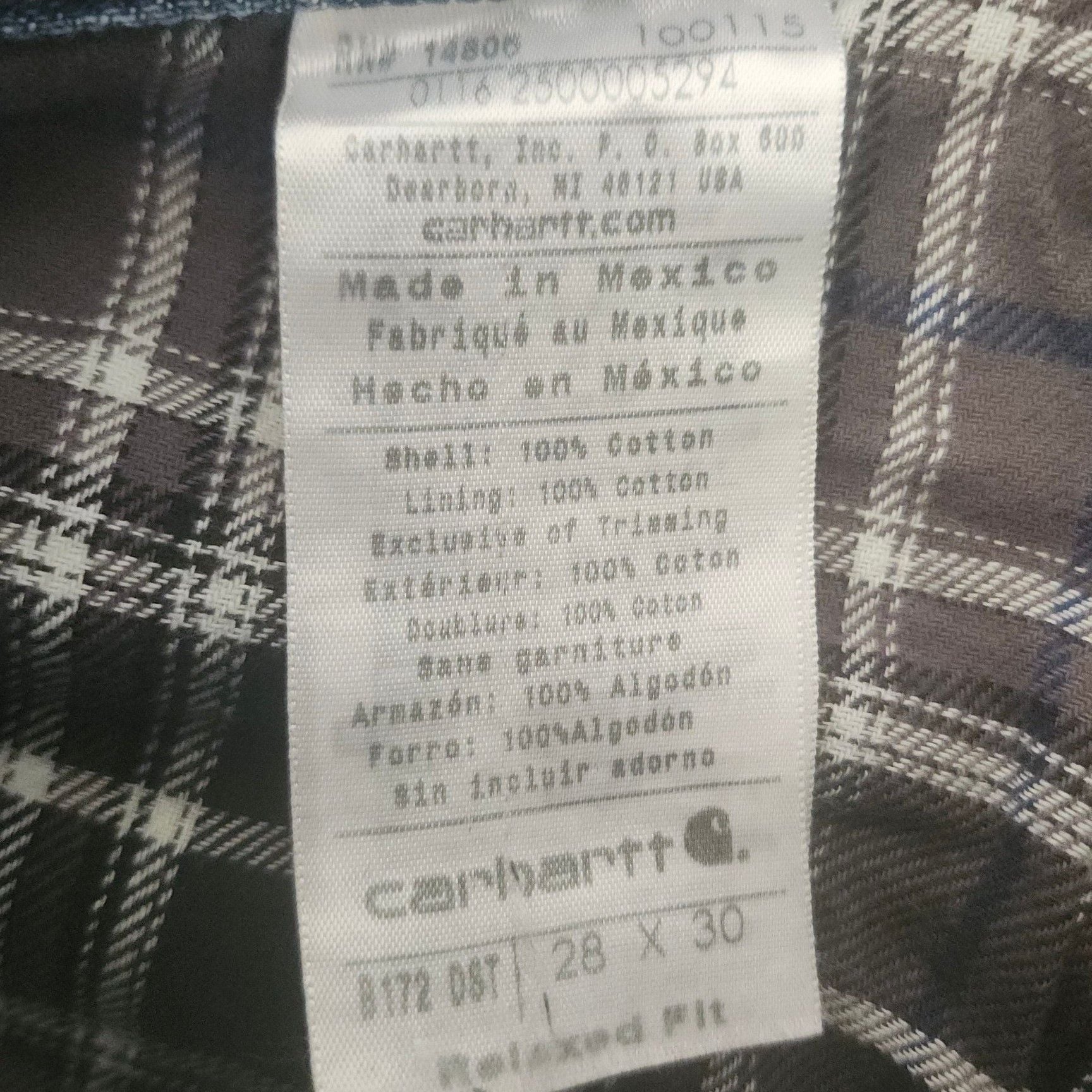 Carhartt Relaxed Fit Flannel Lined Jeans Size 28X30 Blue Straight 9