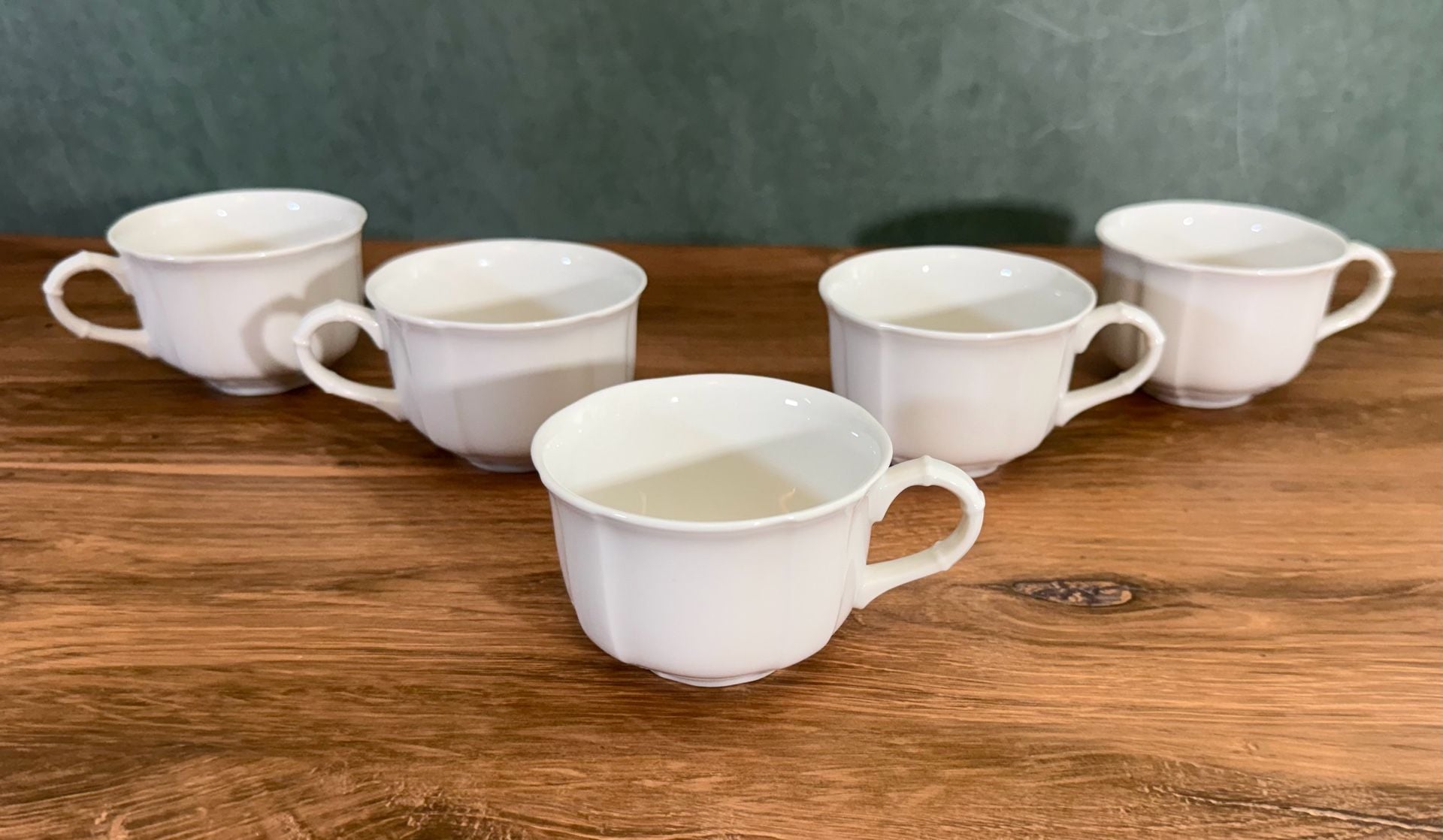 Villeroy & Boch Manoir White Scalloped Teacups Set Of 5 1