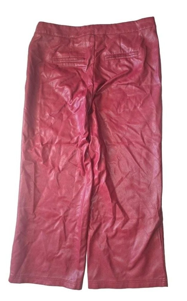 Bagatelle Faux Leather Wide Leg Pants Size L Red 4