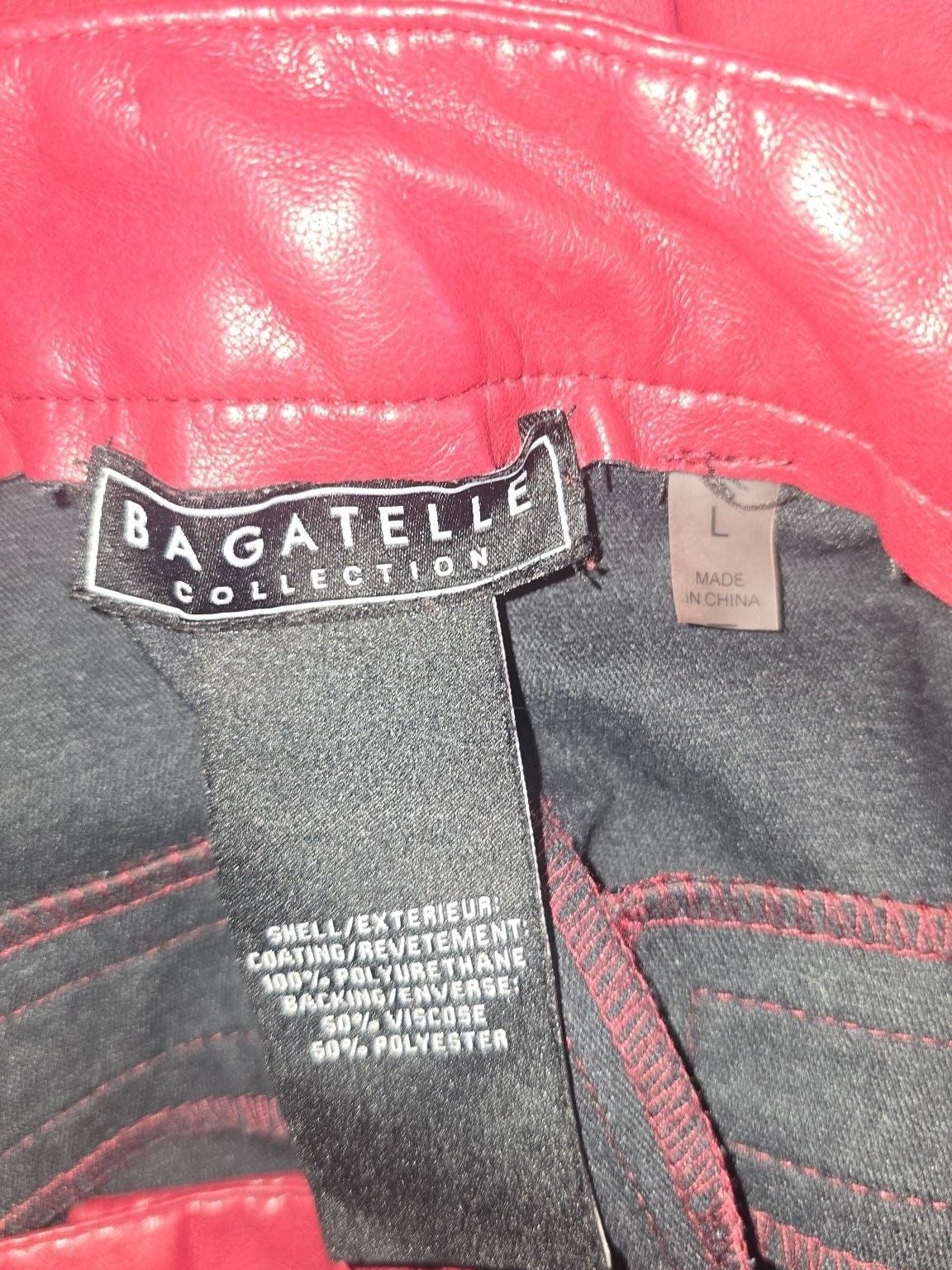 Bagatelle Faux Leather Wide Leg Pants Size L Red 5