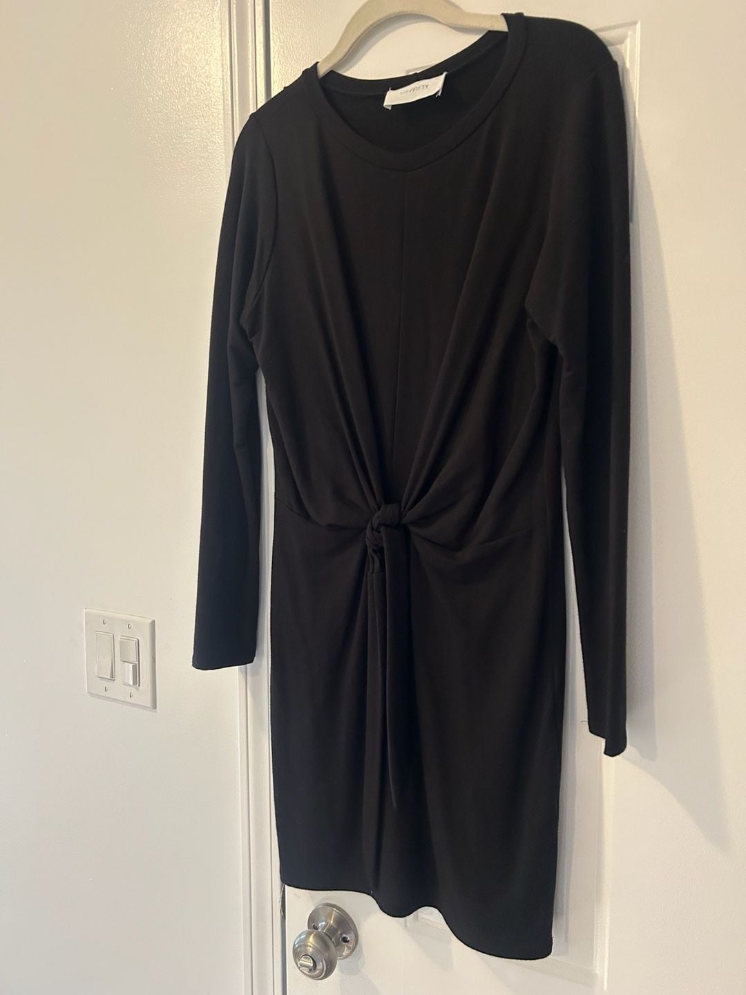 Six/Fifty Long Sleeve Front Knot Dress Size S Black 3