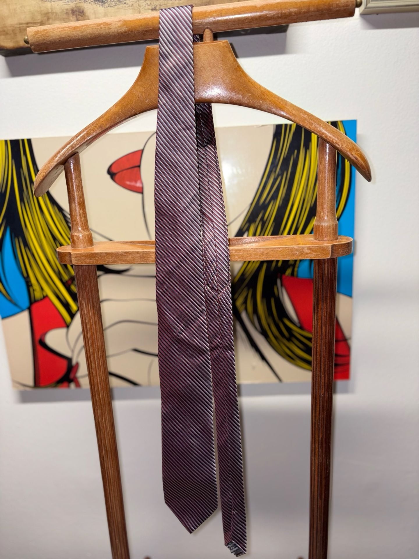 Pronto Uomo Couture Silk Striped Necktie Burgundy Silver 2
