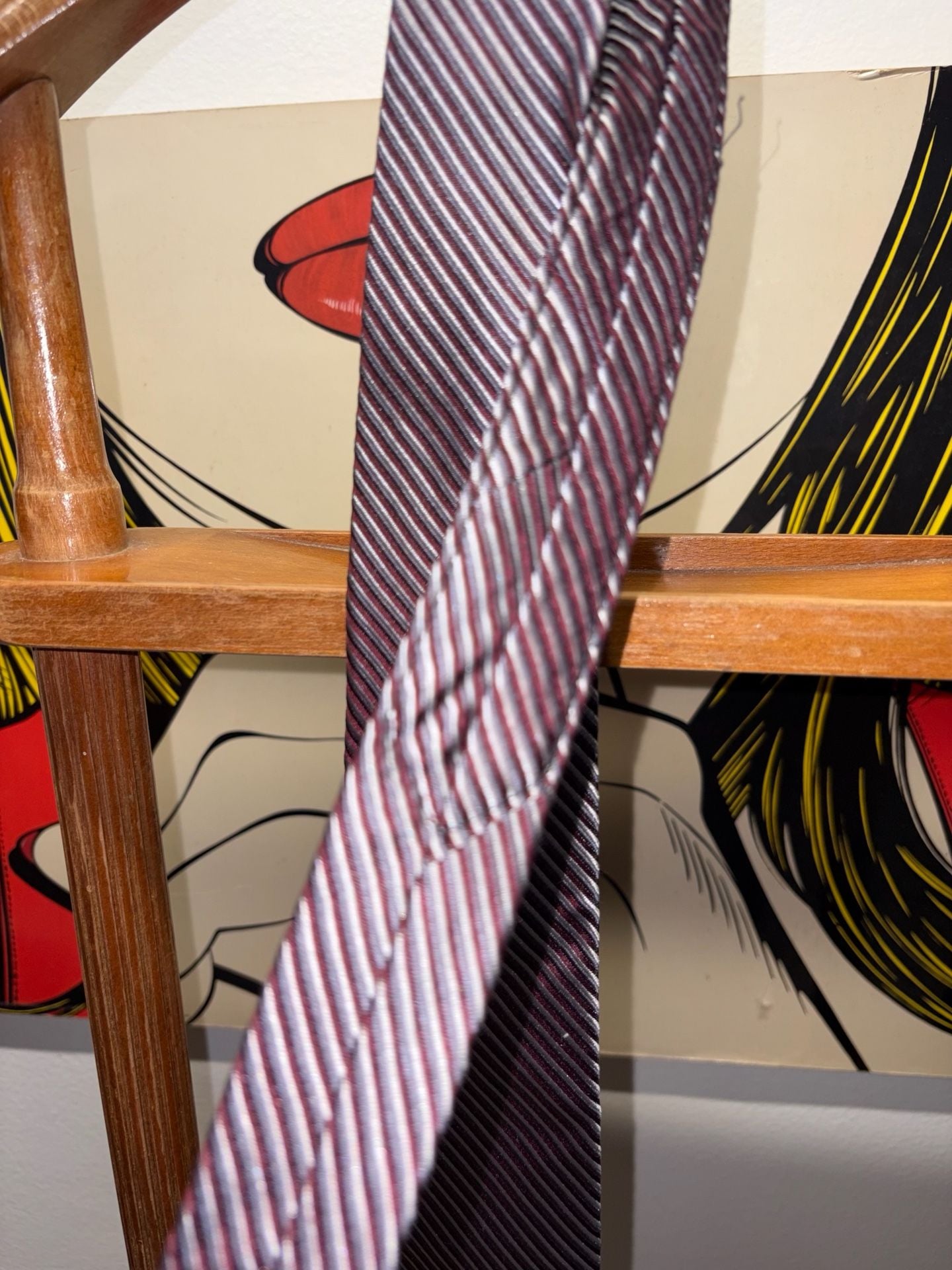 Pronto Uomo Couture Silk Striped Necktie Burgundy Silver 4