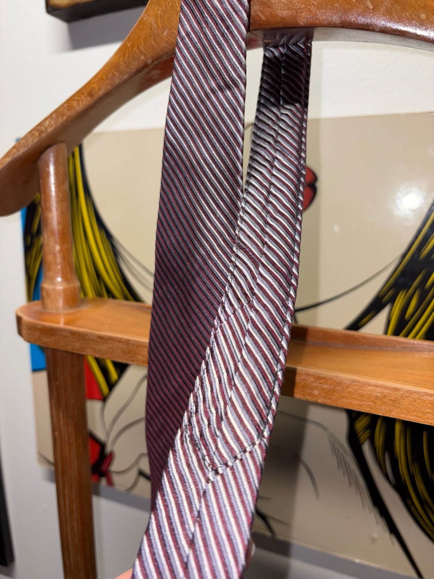 Pronto Uomo Couture Silk Striped Necktie Burgundy Silver 8