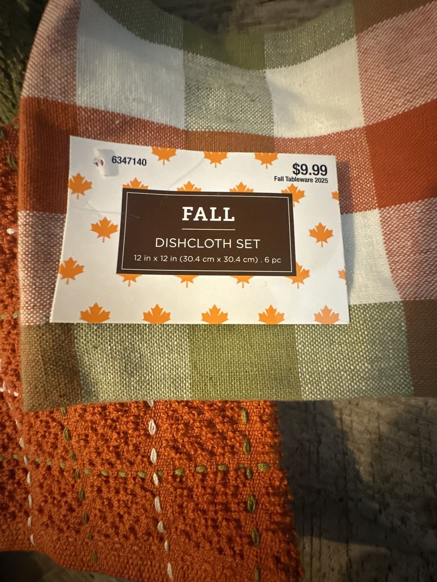 Fall Tableware Fall Dishcloth Set 12 in x 12 in 6 Pc 3