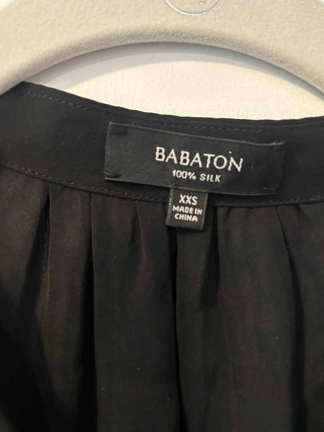 Babaton Silk Dress Size XXS Black Drawstring Waist Sleeveless 5
