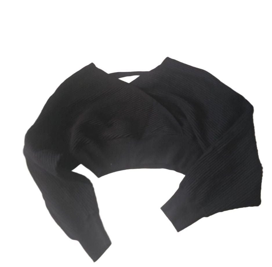 Forever 21 Ribbed Surplice Cropped Sweater Black 1