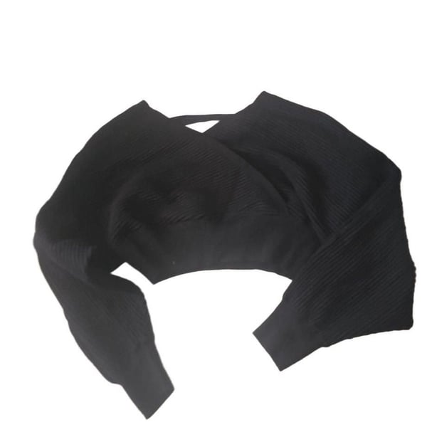 Forever 21 Ribbed Surplice Cropped Sweater Black