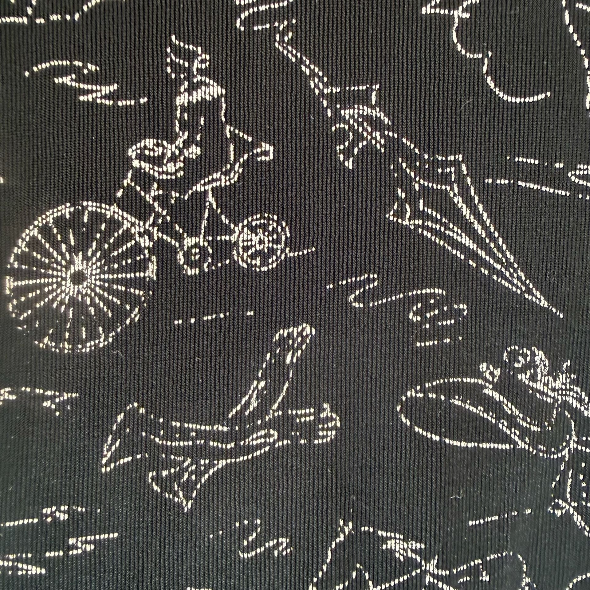 Vintage Black Button Up Blouse with White Drawings 2