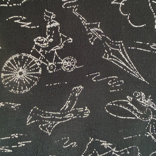 Vintage Black Button Up Blouse with White Drawings