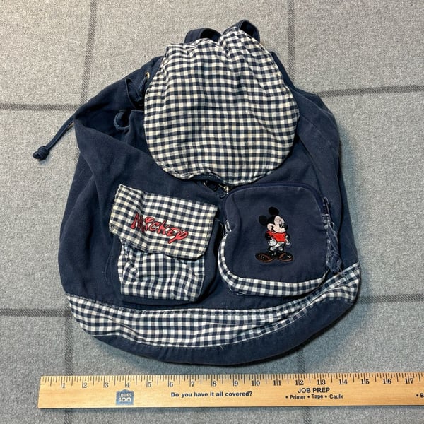 Disney Mickey Unlimited Denim & Gingham Drawstring Backpack