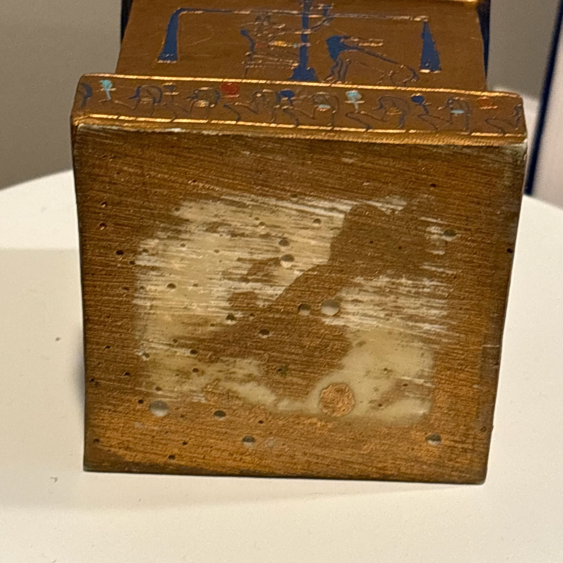 Vintage Egyptian Revival Anubis Isis Hand Painted Wood Temple Lidded Box Rare
11