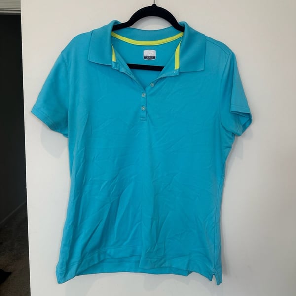 Callaway Women Short Sleeve Polo Shirt Size XL Blue Golf Top
