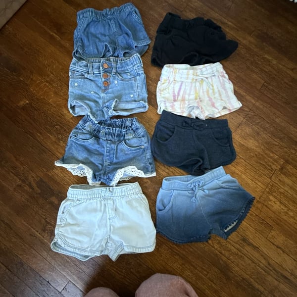 Assorted Toddler Girls Denim And Knit Shorts Bundle 8PC