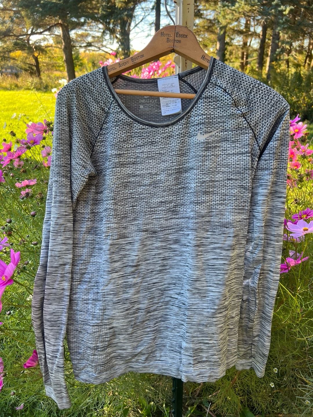 Nike Dri-Fit Knit Long Sleeve Top Size L Grey Black 2