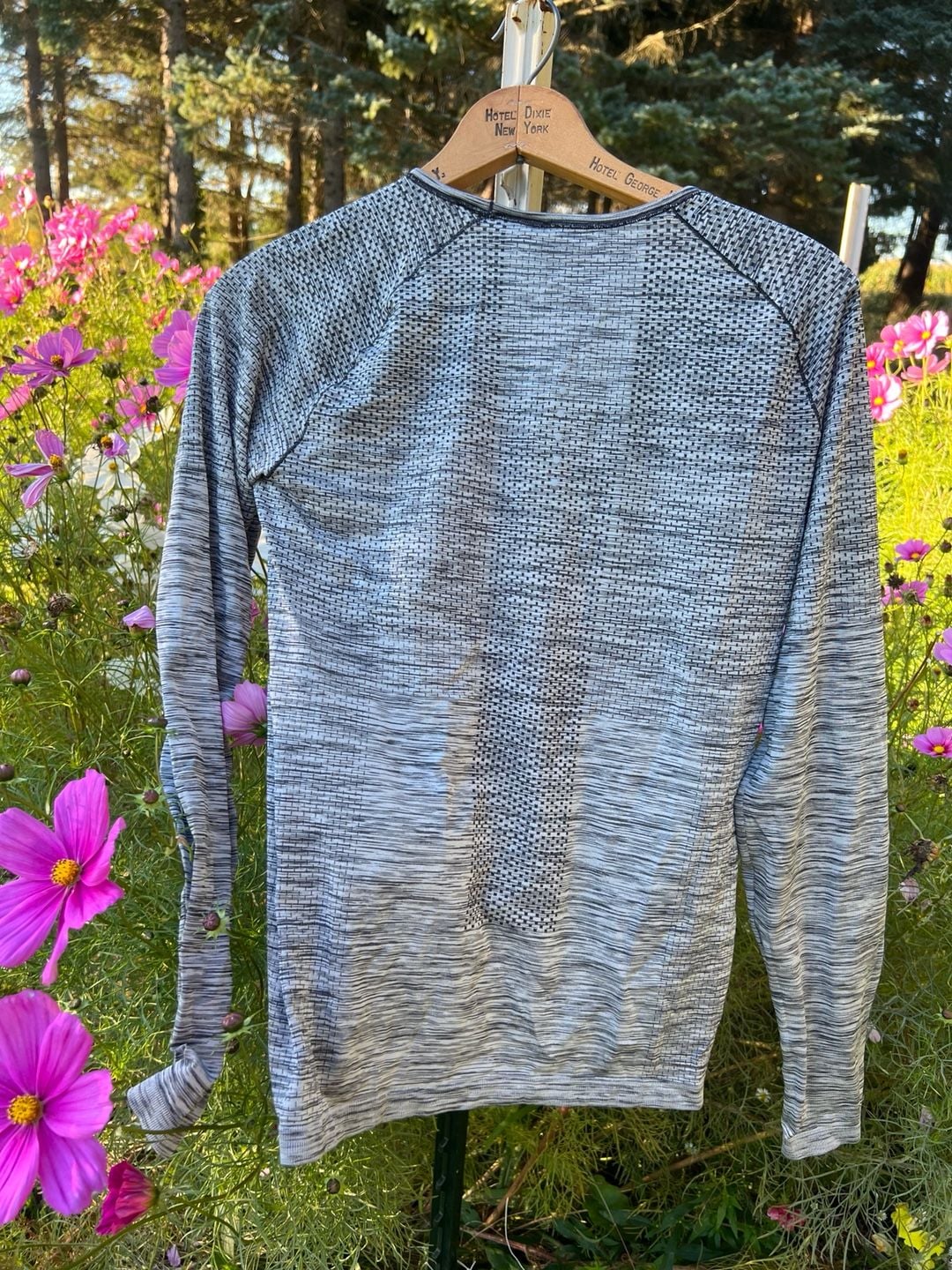 Nike Dri-Fit Knit Long Sleeve Top Size L Grey Black 3