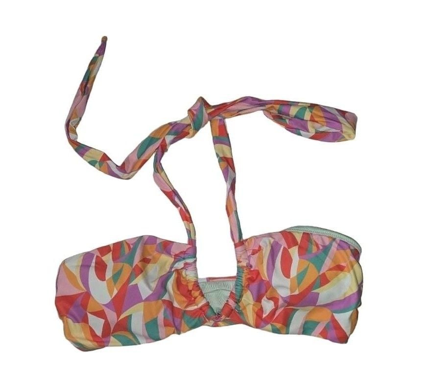 CUPSHE Halter Bikini Top Size L Multi Color Geometric NWT 2