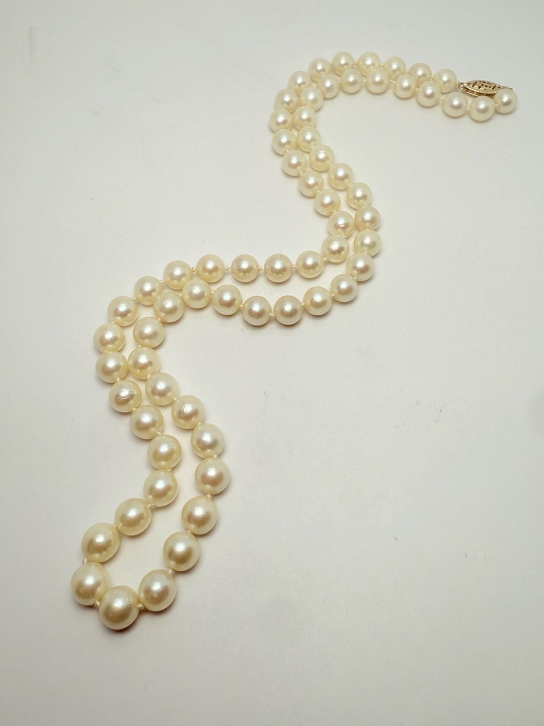 14K Yellow Gold Clasp 18” Lustrous Cultured Pearl Strand Necklace! 9
