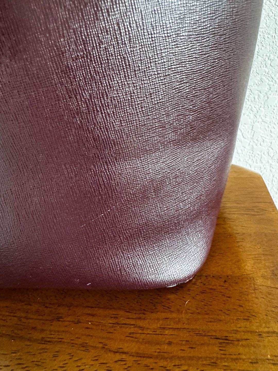  Italian Leather Saffiano Burgundy Zip Tote Bag 10