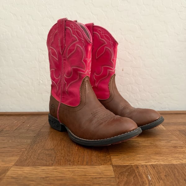Roper Western Boots Little Girls Size 11 Light-Up Tan Pink
