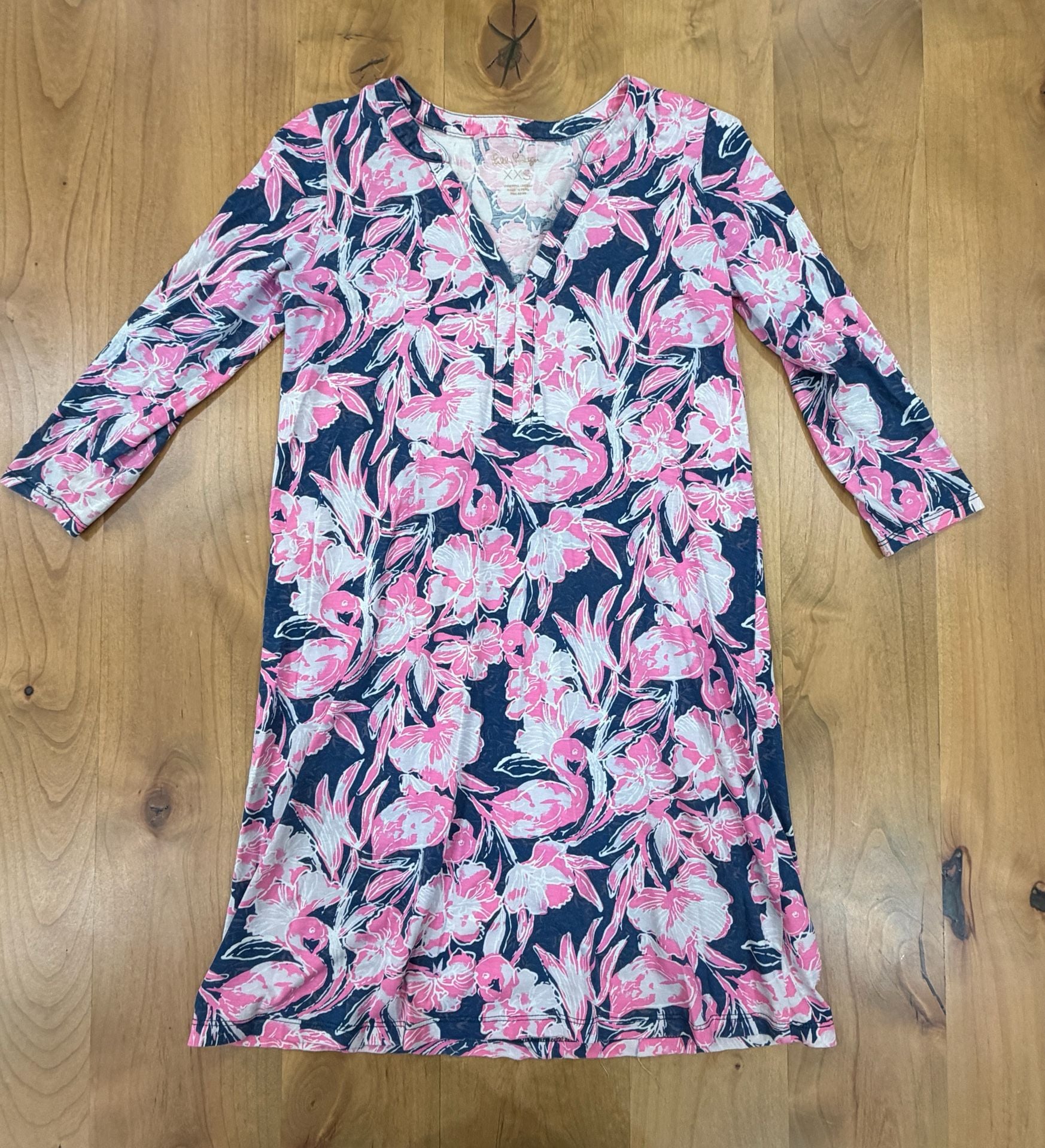 Lilly Pulitzer Marlee Dress Size XXS Inky Navy Flamingle 2