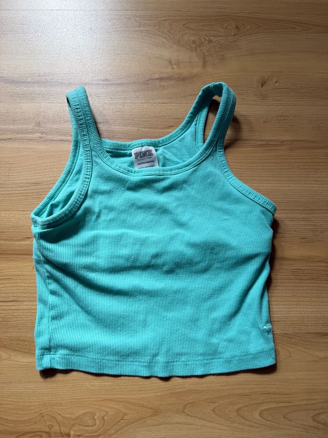 Victoria's Secret Pink Ribbed Tank Top Size XS Blue Crop 2
