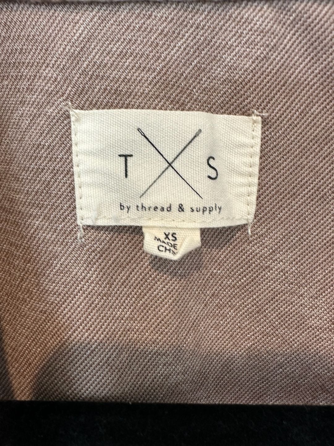 Thread & Supply Plaid Shacket Size XS Brown Cream Long Sleeve Shirt 3