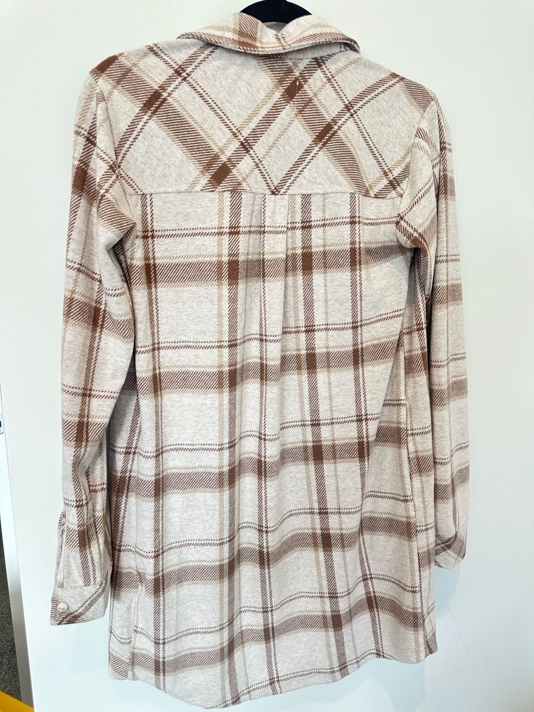 Thread & Supply Plaid Shacket Size XS Brown Cream Long Sleeve Shirt 5