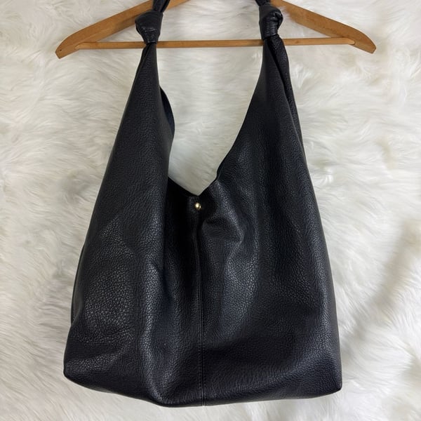 Anthropologie Love Knot Slouchy Bag Black Leather Hobo Handbag
