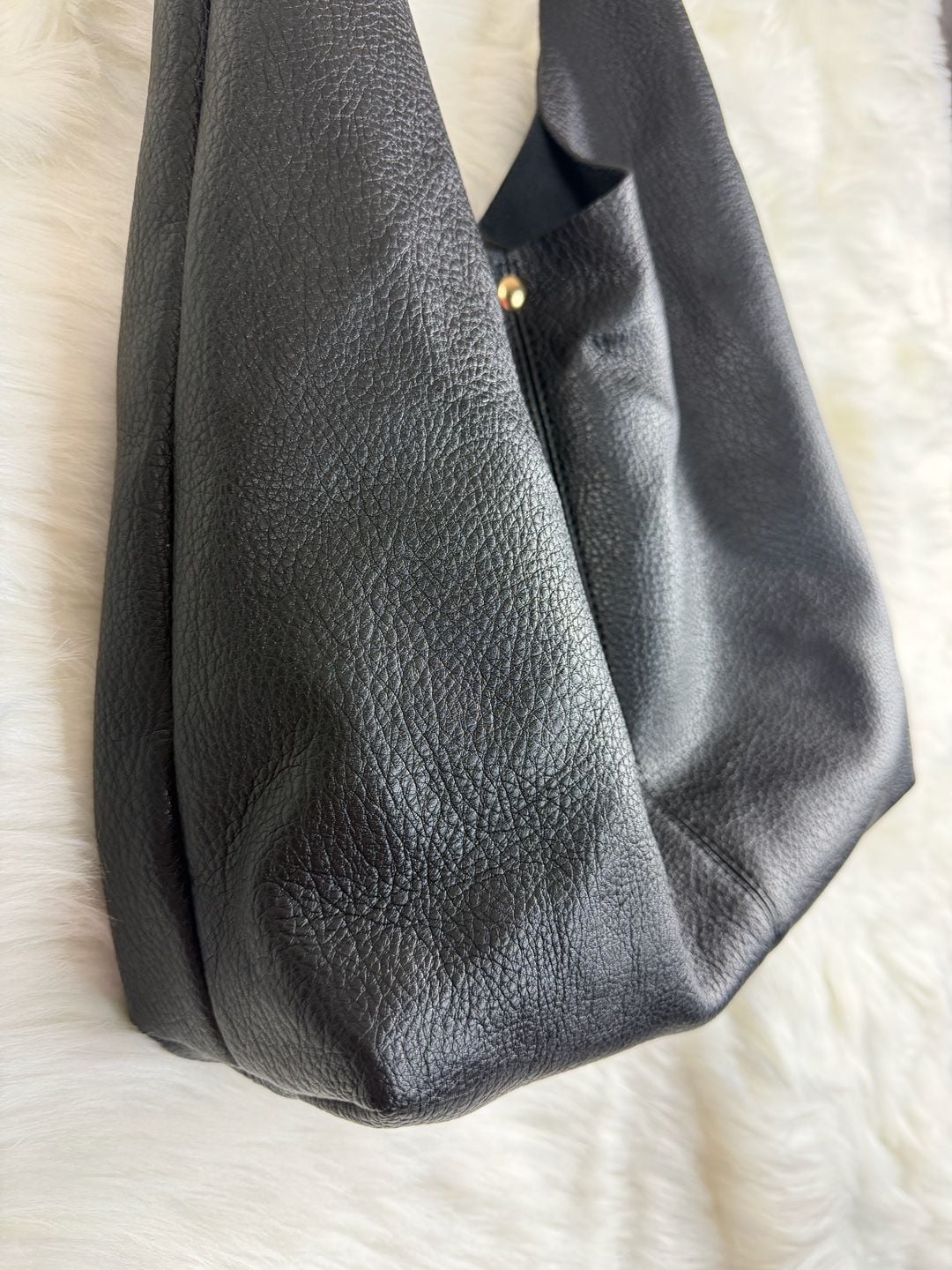 Anthropologie Love Knot Slouchy Bag Black Leather Hobo Handbag 3