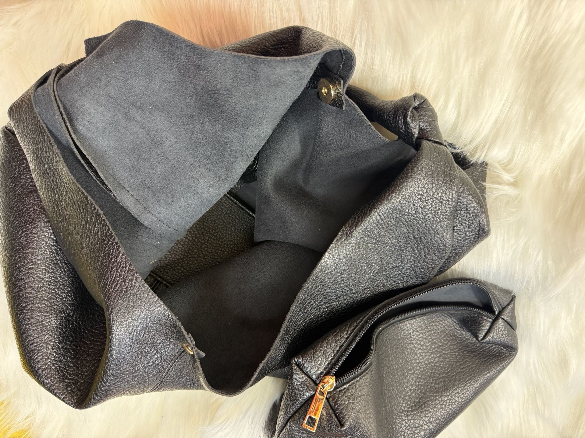 Anthropologie Love Knot Slouchy Bag Black Leather Hobo Handbag 8