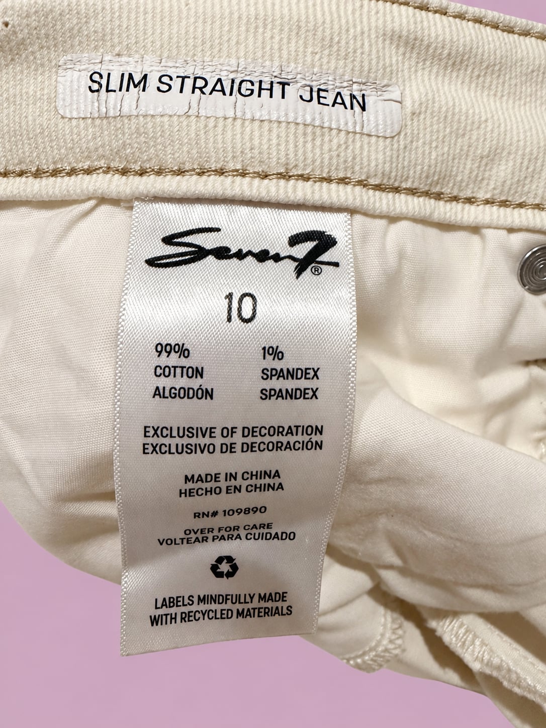 Seven7 Slim Straight Jean Size 10 Cream 5