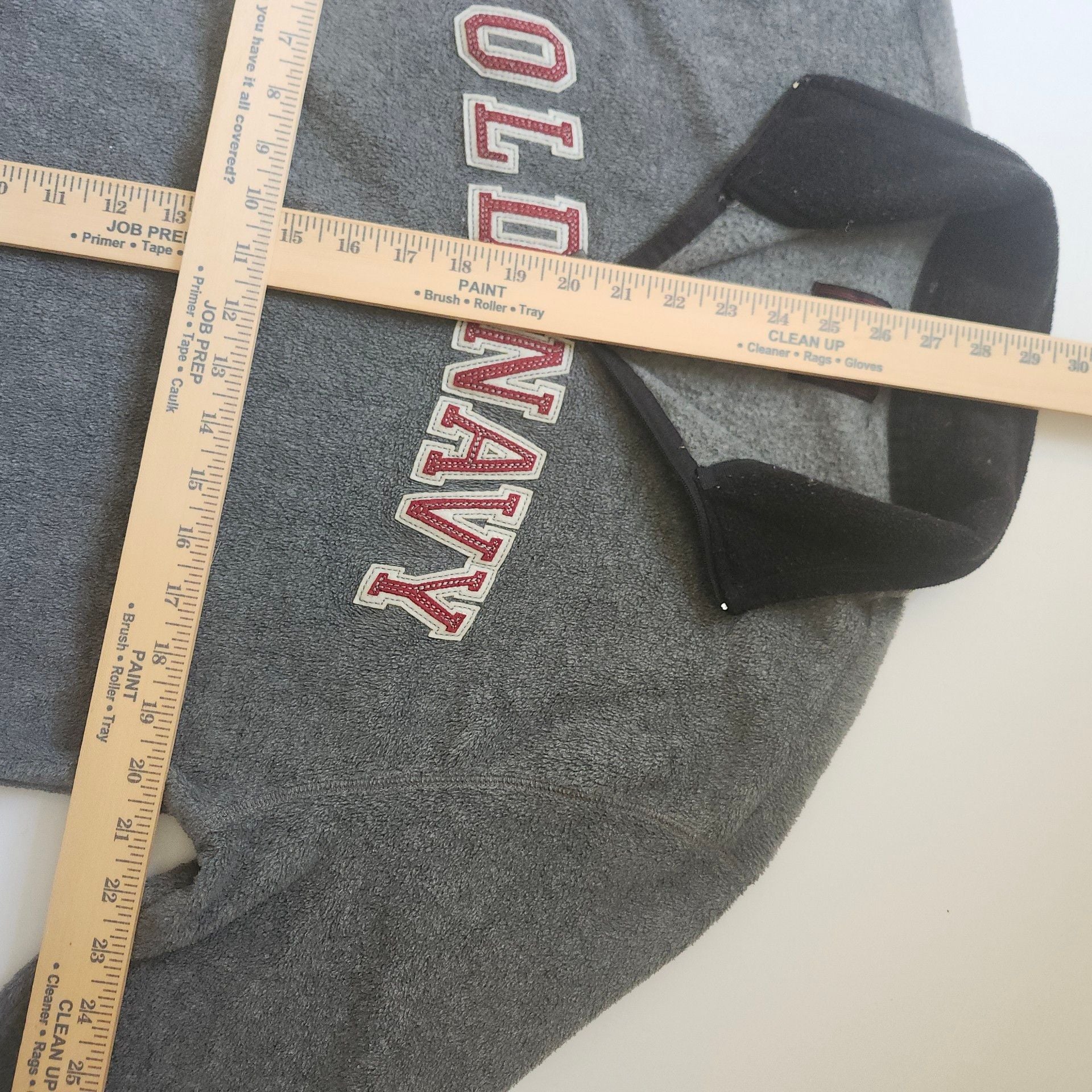 Vintage Y2K Old Navy Half Zip Fleece Size L Gray Red Spellout Pullover 4