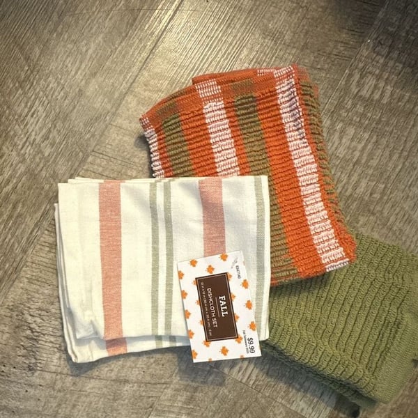 Fall Dishcloth Set 12 in x 12 in 6 Pc Striped Kitchen