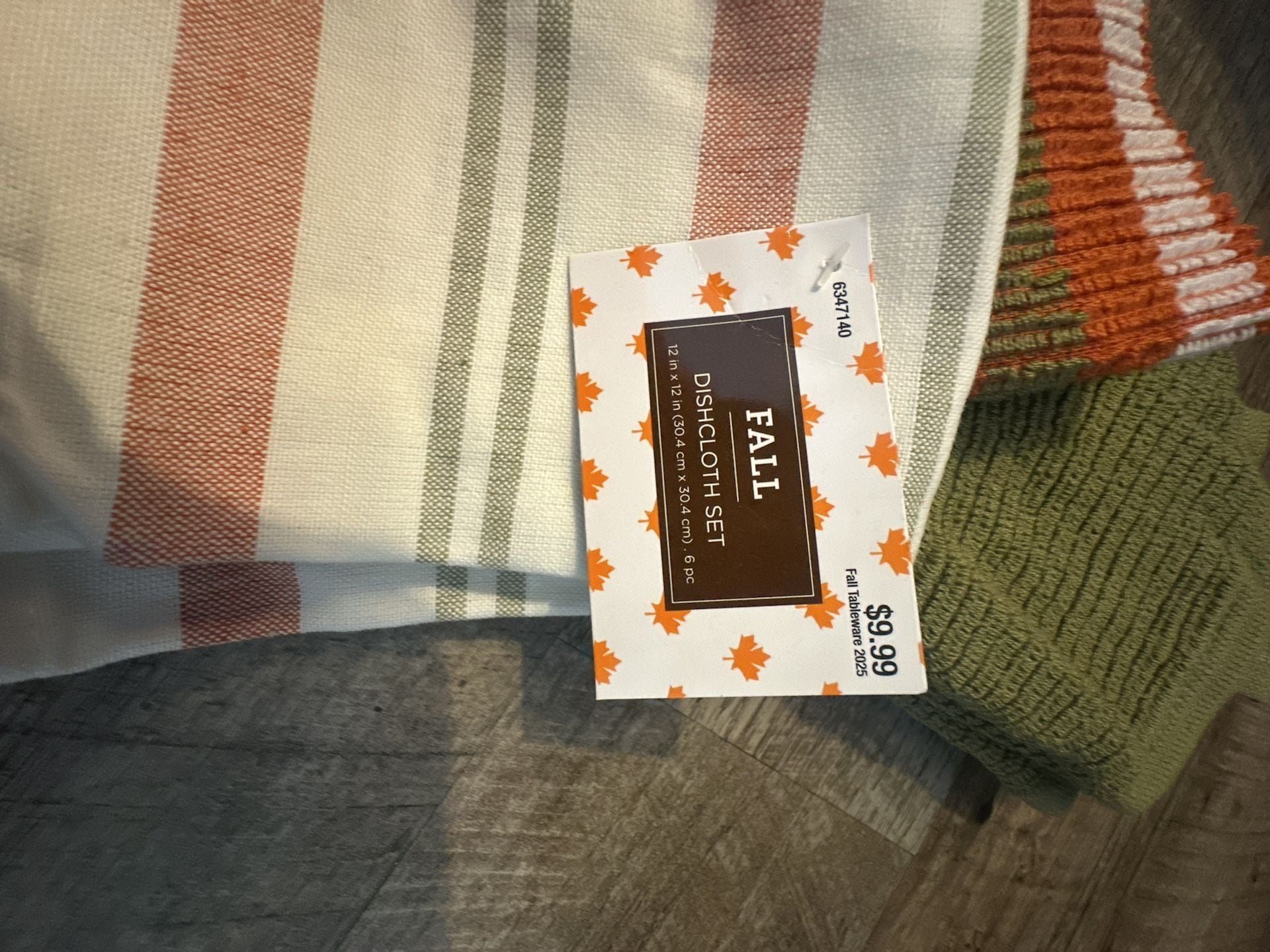 Fall Dishcloth Set 12 in x 12 in 6 Pc Striped Kitchen 2