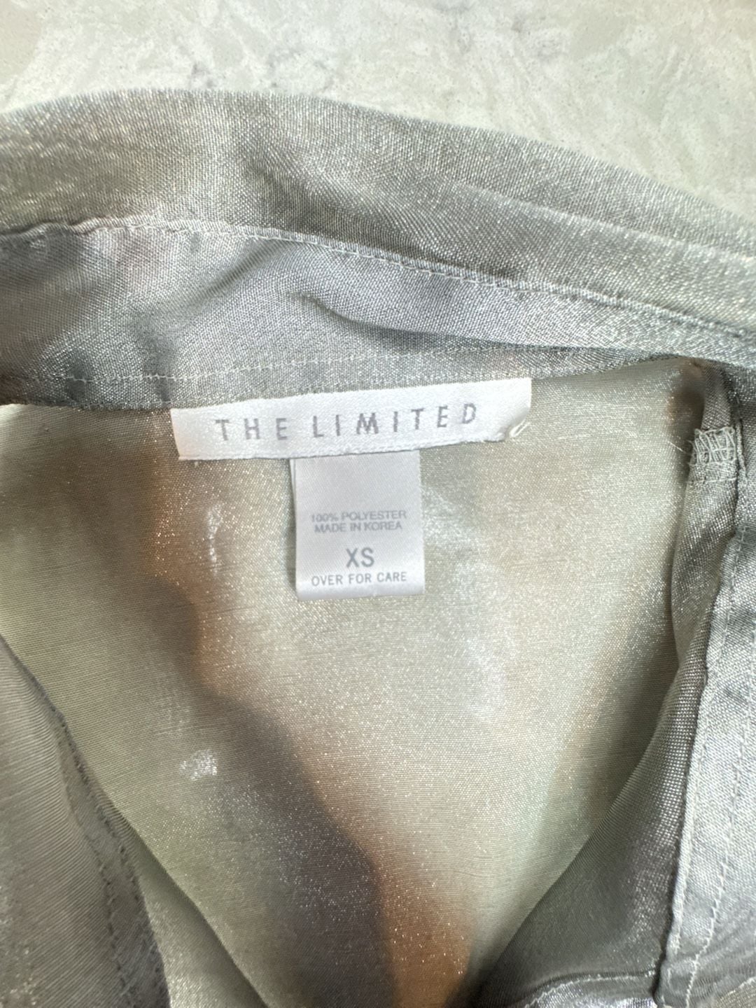 The Limited Button Down Shirt Size XS Silver Shimmer Sheer 4