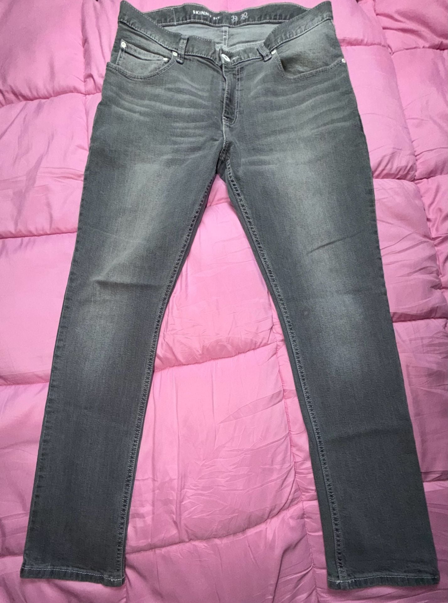 INC International Concepts Skinny Fit Jeans Size 33x30 Black wash Denim 8