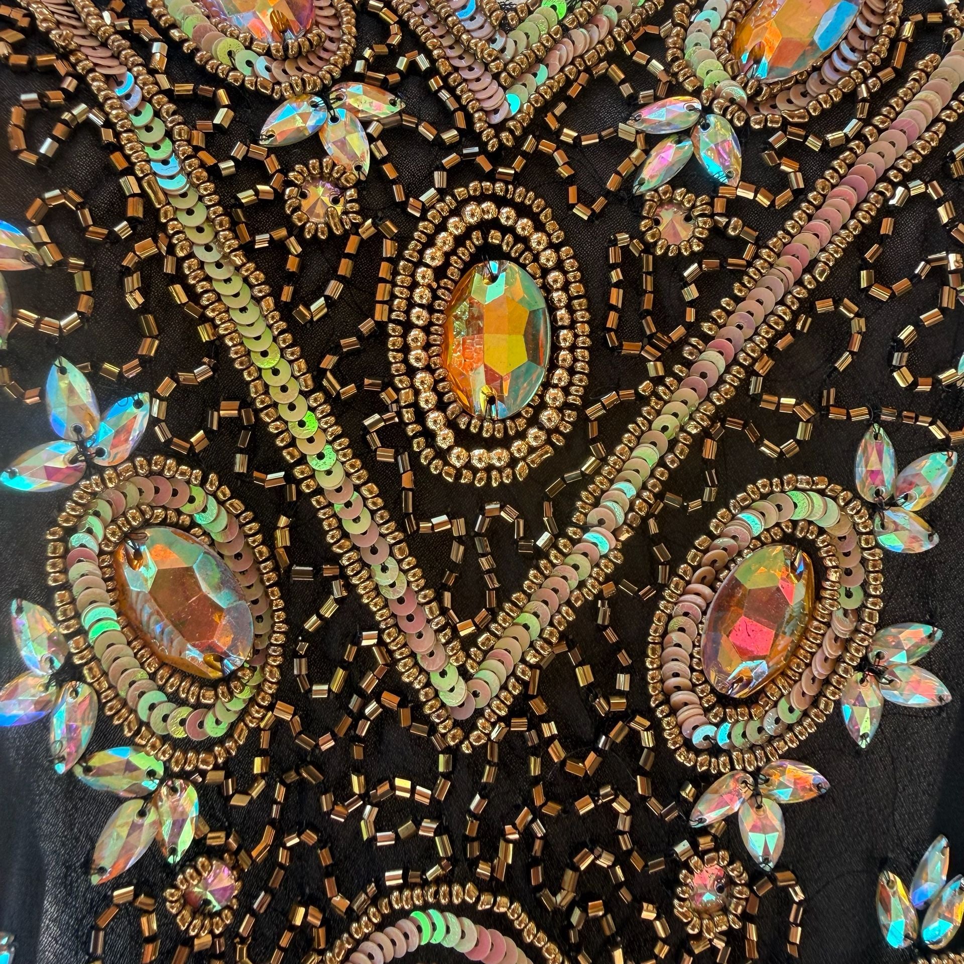 Beaded Embellished Chiffon Sheet Tunic Top Black with Flare Sleeves  7