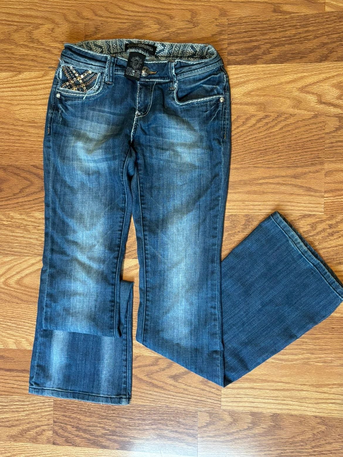 Cello Jeans Bootcut Size 3 Embellished Rhinestone Flap Pockets 3