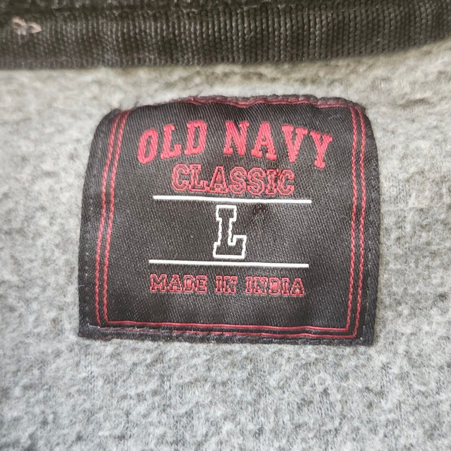 Vintage Y2K Old Navy Half Zip Fleece Size L Gray Red Spellout Pullover 3