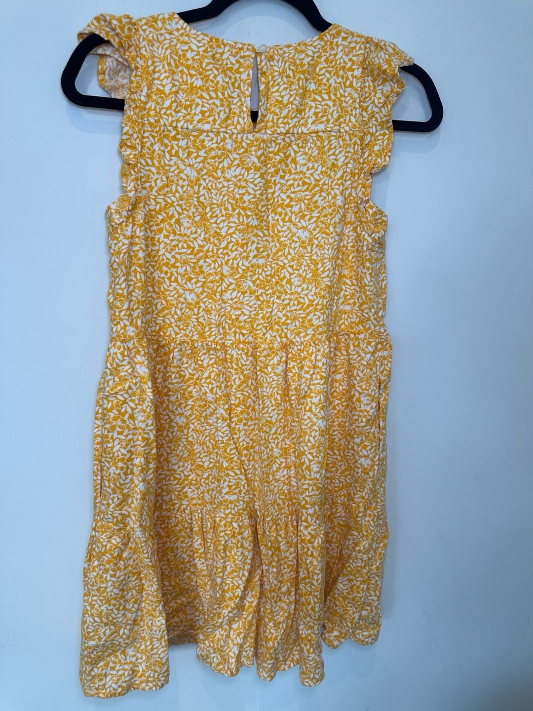 J. Crew Tiered Dress Size 0 Yellow Floral Sleeveless Flutter 5