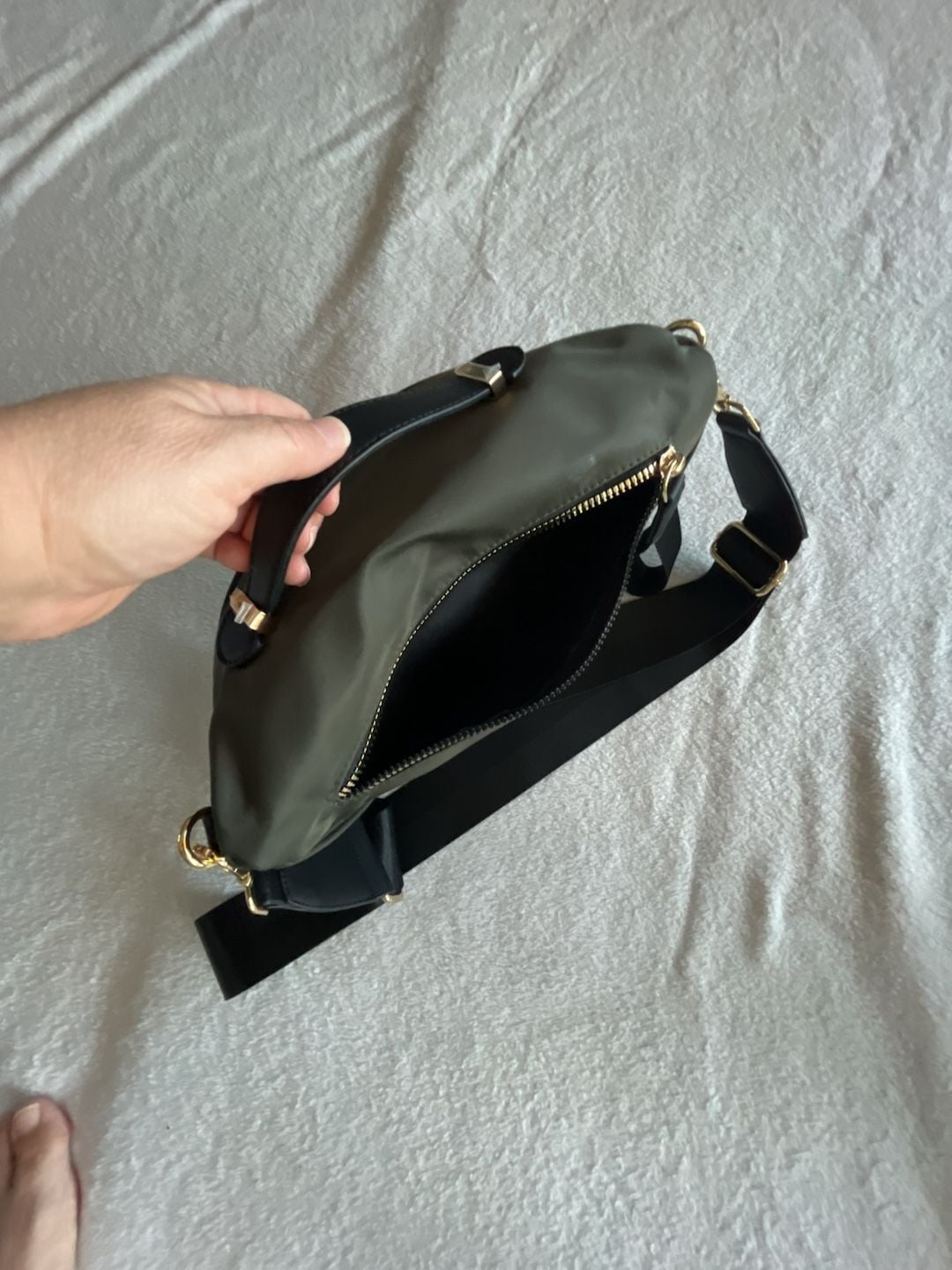 BC Bags Nylon Crossbody Bag Olive Green Gold Hardware 7