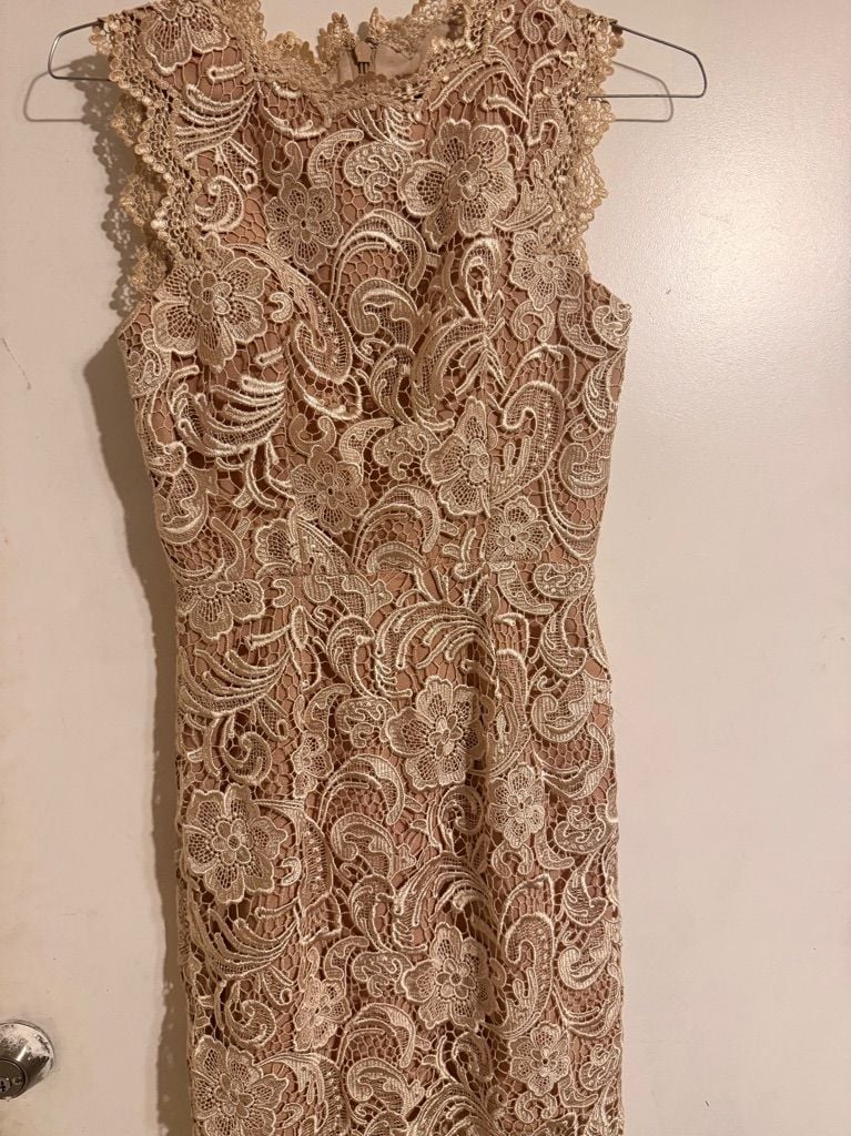 Gold Lace Cocktail Dress 2