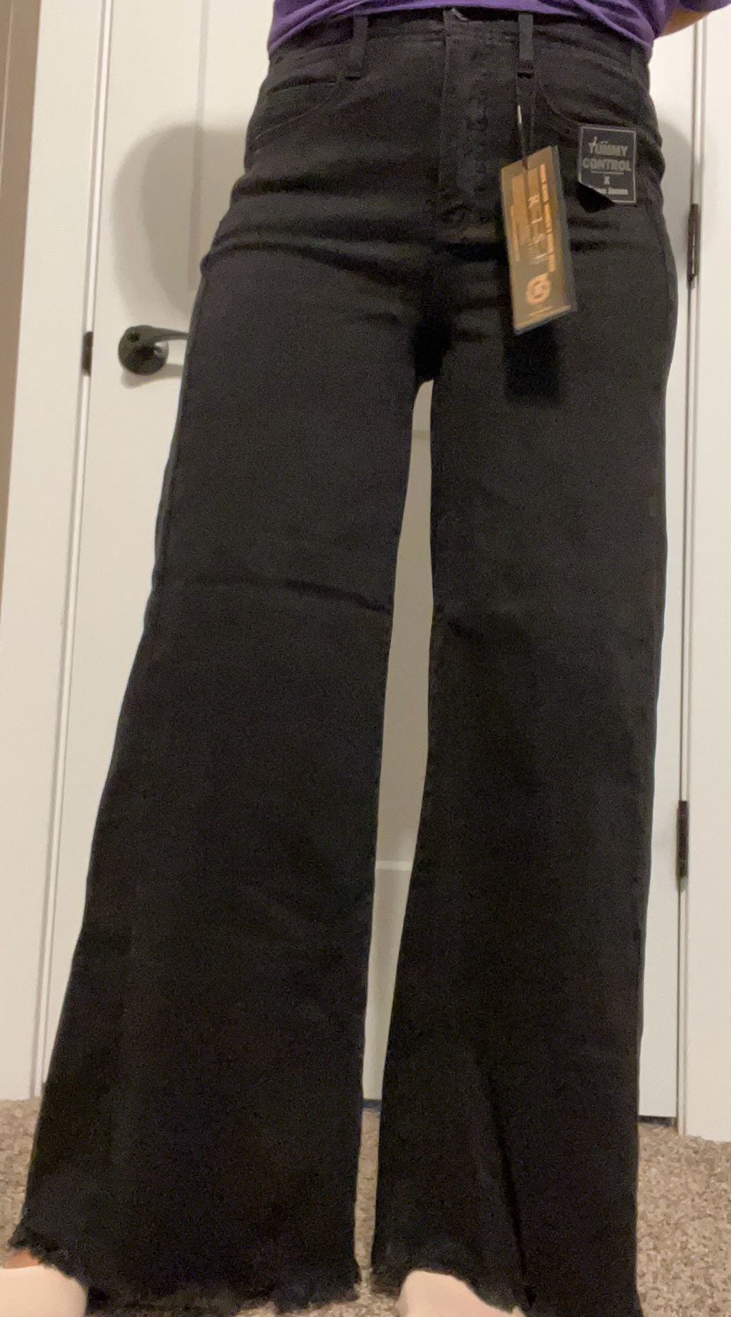 Risen Jeans Wide Leg Jeans Size 9/29 Black Tummy Control NWT 12