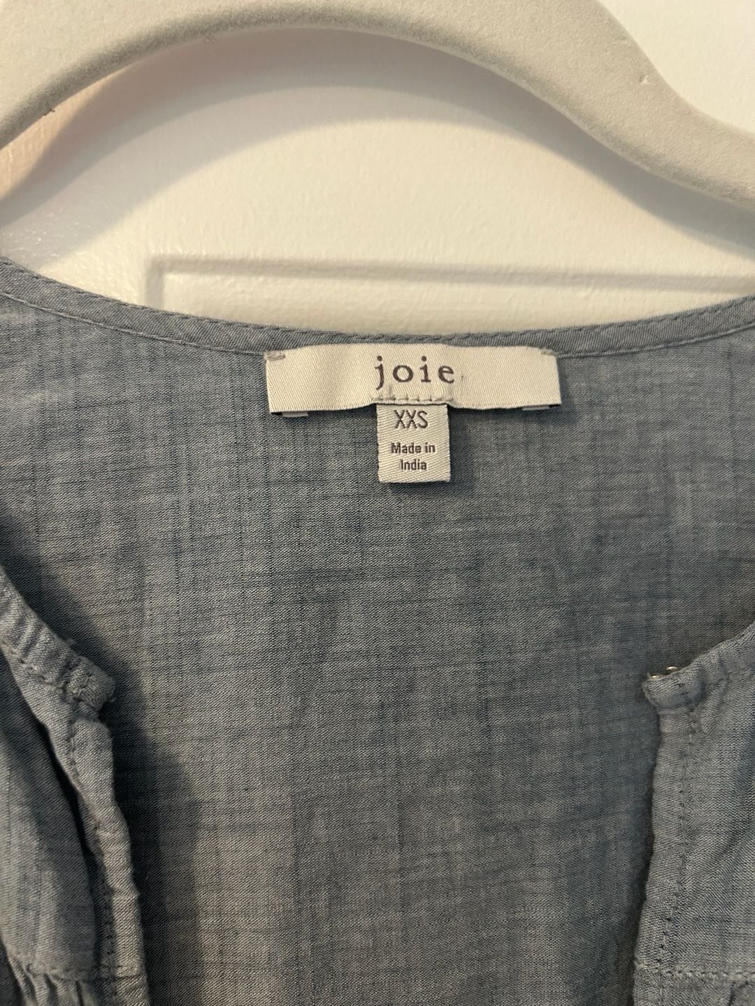 Joie Safia Eyelet Ruffle Mini Dress Size XXS Blue Chambray 5